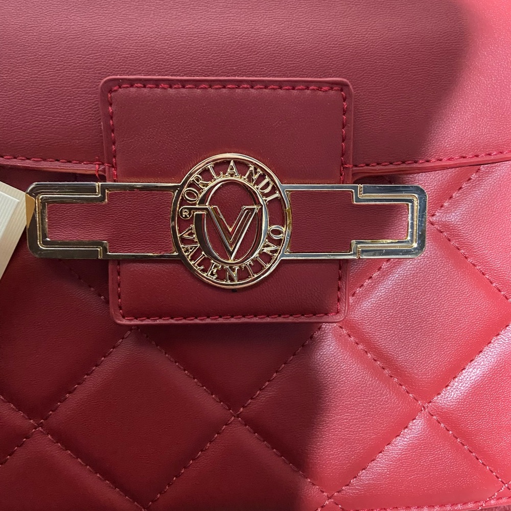NWT Valentino Orlandi Red Crossbody Bag With Top Handle Carry. Made in Italy - Picture 6 of 15